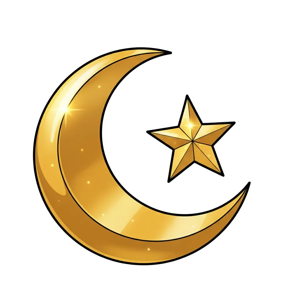 Crescent moon and star