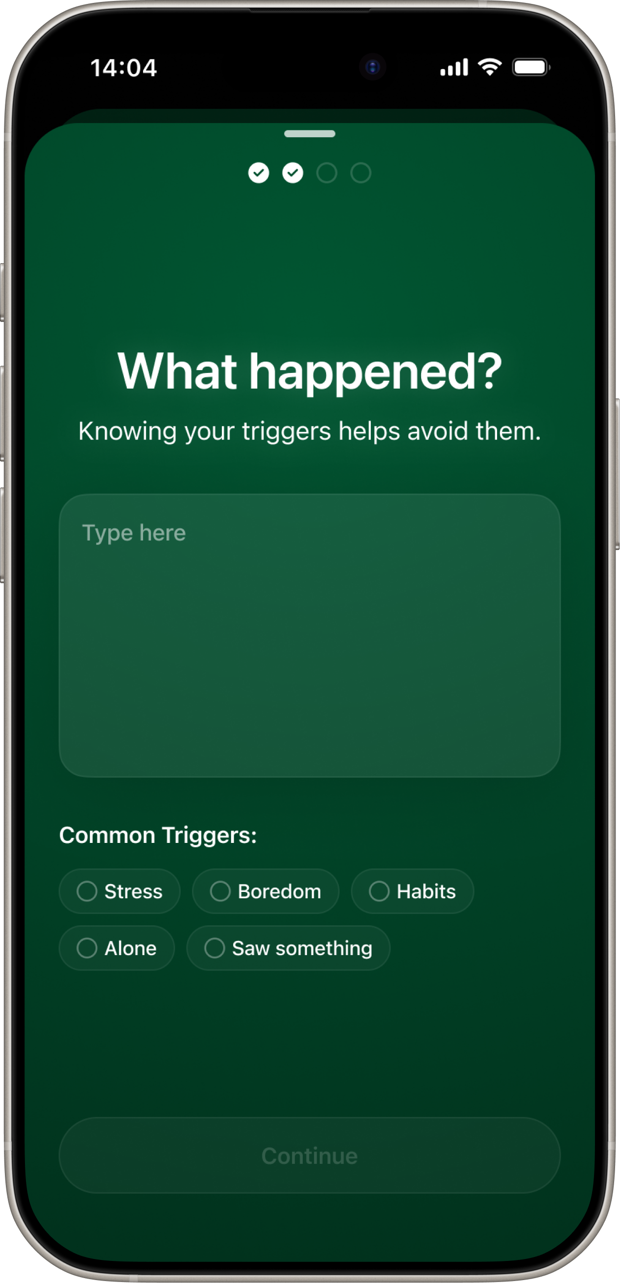 Relapse tracking feature